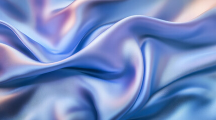 Poster - Soft silk folds in shades of pastel blue and lilac, creating an abstract fluid design with smooth, flowing textures and light reflections.