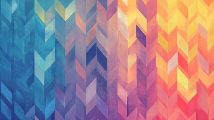 Poster - A pattern of arrows in a gradient from warm to cool colors, signifying progress, direction, and change in a vibrant way.