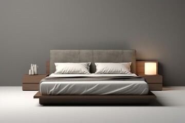 Wall Mural - King size modern bed furniture bedroom pillow.