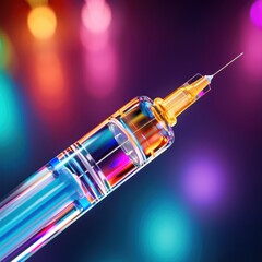 Wall Mural - Syringe with Colorful Lights   Medical Concept