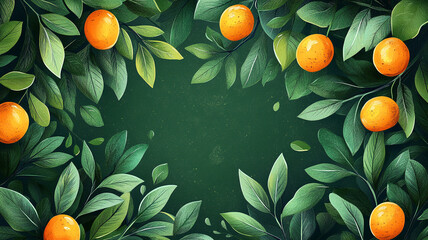 Wall Mural - oranges on tree