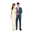 © Wigo Design - Young couple in evening formal wear. Flat vector Character illustration