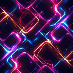 Canvas Print - Abstract neon light geometry background