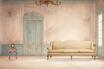 Wall Mural - Vintage sitting room oil painting