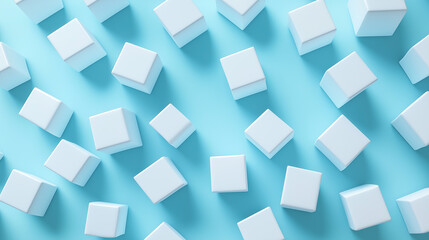Leinwandbilder - White cubes forming geometric pattern on blue background