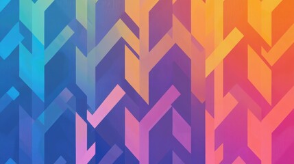 Poster - A pattern of arrows in a gradient from warm to cool colors, signifying progress, direction, and change in a vibrant way.