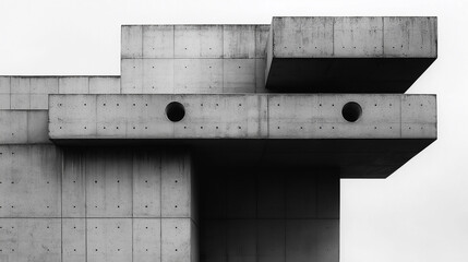 Poster - Modern brutalist architecture facade featuring geometric shapes