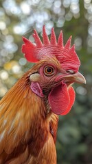 Canvas Print - Close-Up Portrait of a Rooster with Red Comb