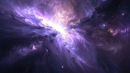 Wall Mural - A breathtaking cosmic scene in a vast galaxy where shades of purple and blue dominate the space. The image captures a dramatic, ethereal atmosphere with a sense of wonder and mystery 