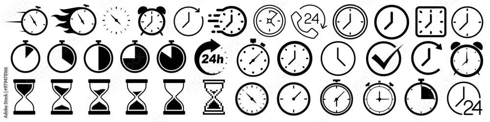 Set Timr Icon Time icon. Clock icon set. Stock Vector | Adobe Stock