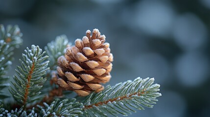 Poster - Pine Cone Covered in Frost