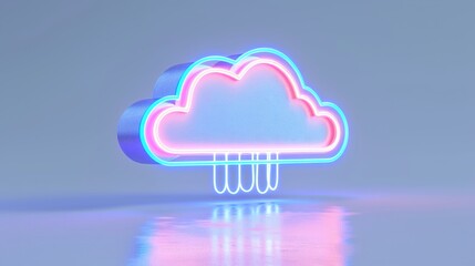 Sticker - A vibrant neon cloud design with rain, creating a modern and artistic atmosphere. Perfect for digital or creative projects.