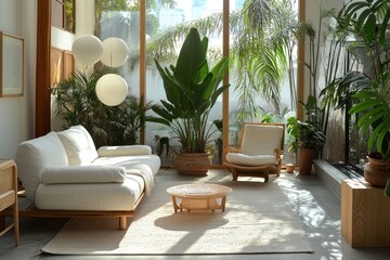 Sticker - Modern, bright, indoor, tropical, living