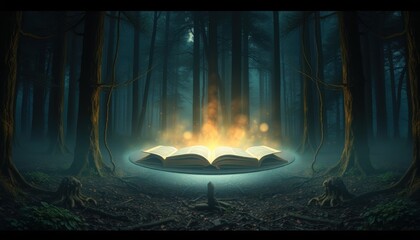 Wall Mural - the world of books, The Mystical Forest Library