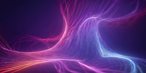 Poster - Abstract digital art with flowing lines in pink, blue, and orange.