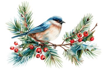 Poster - Colorful bird on festive branch