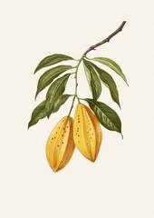 Sticker - Yellow cacao pods branch illustration