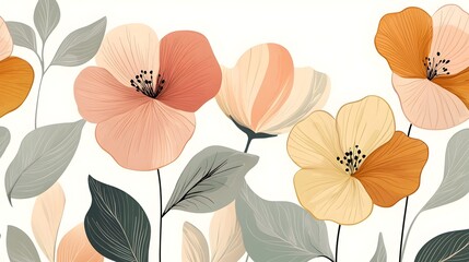 Wall Mural - Vibrant Floral Arrangement with Blooming Flowers in Pastel Shades