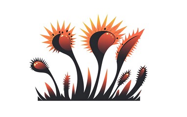 Wall Mural - Minimalist Venus Flytrap Design on White Background