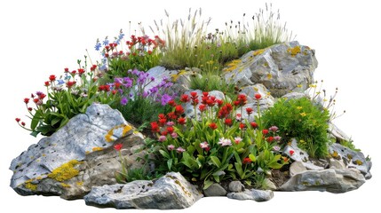 Poster - Colorful rock garden flowers