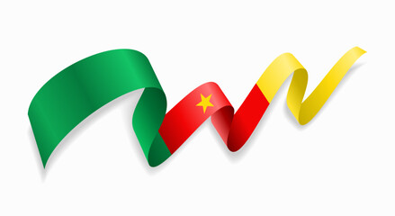 Wall Mural - Cameroon flag wavy abstract background. Vector illustration.