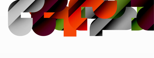 Wall Mural - Abstract background. Colorful geometric curve shapes with black shadow lines effects