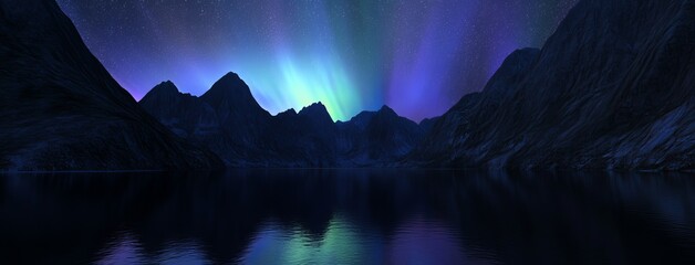 The Northern Lights in a green Northern Sky with Aurora and Stars.