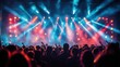 © Bijac - electric atmosphere of a packed concert hall illuminated by dazzling stage lights live music performance photography