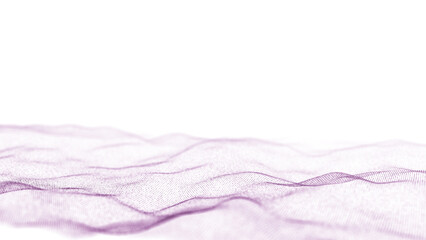 Poster - Digital dynamic wave of particles and lines. Abstract white futuristic background. Big data visualization. 3D rendering.