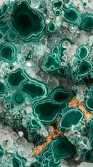 Poster -  A close-up of a green and white banded agate Agate is a type of chalcedony, a microcrystalline quartz This particular piece show