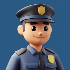 3D Police Officer Icon: Law Enforcement Professional Illustration Logo