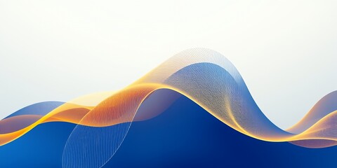 Wall Mural - Abstract blue and gold wave design.