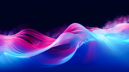 Canvas Print - 
Photo Glow Flow big neon wave background