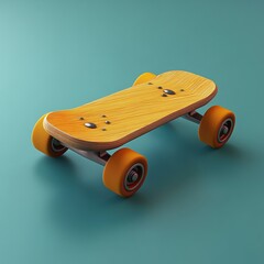 Wall Mural - 3D Retro Skateboard Icon: Vintage Board for Riding Illustration Logo