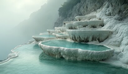 Canvas Print - Serene Terraces of Mineral Pools