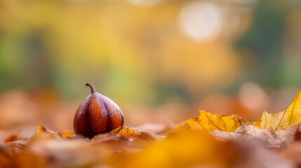 Canvas Print -  A solitary figurine atop a mound of leaves in a sea of foliage