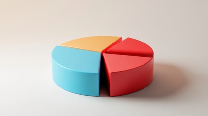 Poster - a side view of a 3d pie chart with shadows and depth effects, demonstrating the proportions of each 