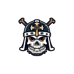 Skull in a Medieval Helmet with a Cross