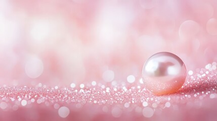 Sticker -  A pearl tightly framed against a pink backdrop, encircled by a softly blurred ring of light