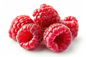 Fresh raspberries on white background cutout