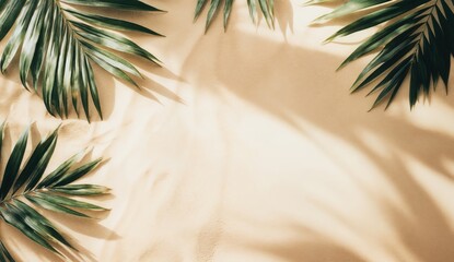 Poster - Palm leaves casting shadows on a sandy background
