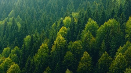 Wall Mural -  A forest teeming with numerous green-leafed trees