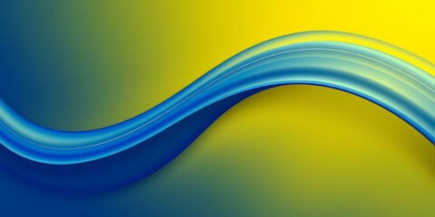 Canvas Print - Abstract blue wave design on a yellow background.