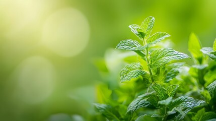  A tight shot of a green plant's foliage, sun rays penetrating leaves against an indistinct green backdrop