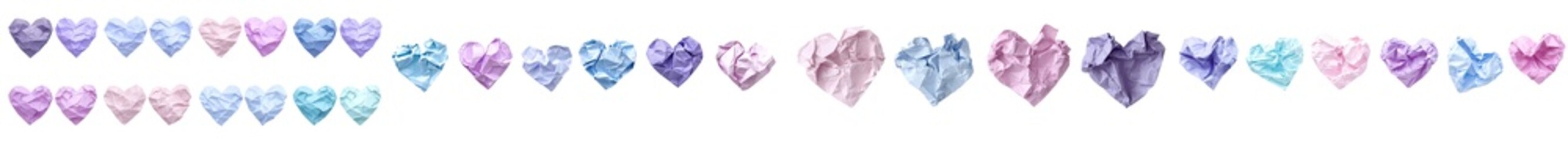 Aufkleber - This collection includes pastel light blue purple crumpled crushed scrunched tear torn paper heart love, circle round shape on transparent cutout. Many different designs. Mockup template artwork