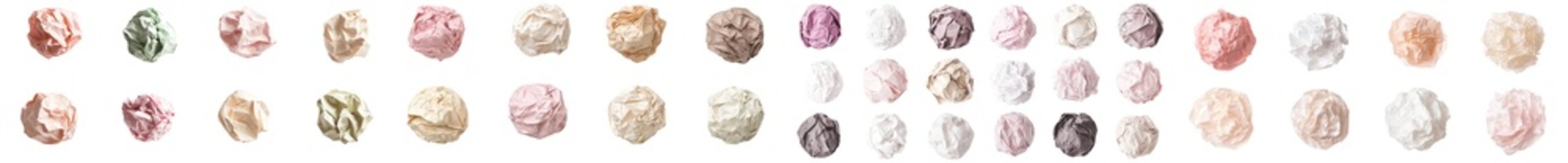 Aufkleber - This collection set features pastel pink, beige and white crumpled paper balls on a transparent background. It comes in a variety of different designs.