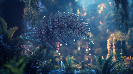 Sticker - Digital Fern in a Dreamlike Forest