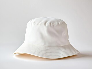 Clean bucket hat mockup on white background, detailed fabric texture, front view, ideal for branding and logo design presentations