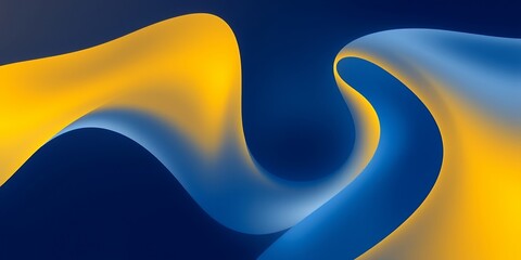 Wall Mural - Abstract blue and yellow curves on a dark blue background.