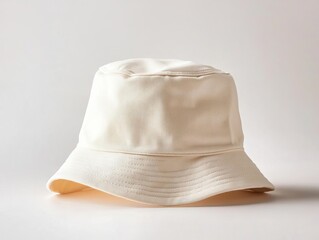 Clean bucket hat mockup on white background, detailed fabric texture, front view, ideal for branding and logo design presentations